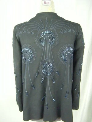 Chaqueta Columpio DOLORES OF CALIFORNIA De Colección Años 40 Azul Marino Bordado con Cuentas-Busto 41/M Foto 1 de 4