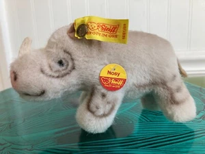 Rhino Rhinoceros Nosy Steiff Vintage Plush 1451/09 Button Ear Tag & Hang Tag Exc - Picture 1 of 7