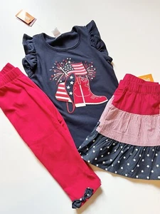 Gymboree 6 American Cutie Cowgirl Set Skirt Crop Leggings Tee NWT Patriotic - Picture 1 of 4