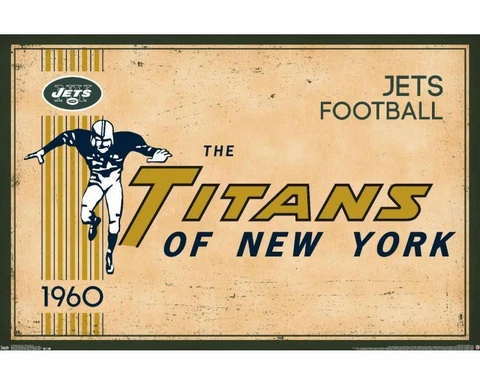 New York Jets Titans of NY Retro Logo  NFL poster 22.5 x 34" NEW Cover