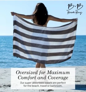 Brook + Bay Sand Free Beach Bath Towel Quick Dry Oversized 35"x78" Striped - Picture 1 of 7