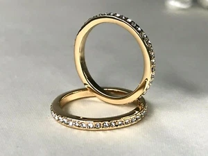 Gold Tone CZ Channel Wedding Band - Picture 1 of 8