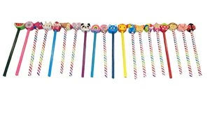 Unsharpened Pencils/Colorful Unused Pencil Top Erasers Set of 20 theme Class - Picture 1 of 1
