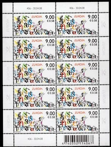 EUROPA 2008 - Estonia - Writing Letters - MNH Mini Sheet - Picture 1 of 2