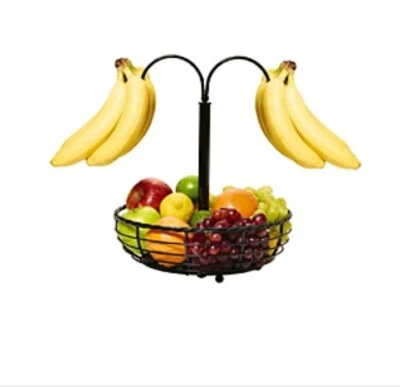 Fruit basket, banana hook, gourmet basics, wrought iron rope style, New with tag - Image 1 of 4