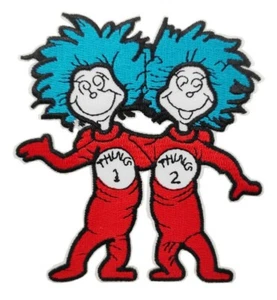 Suess Thing 1 and 2 Embroidered Iron On Patch - Picture 1 of 1