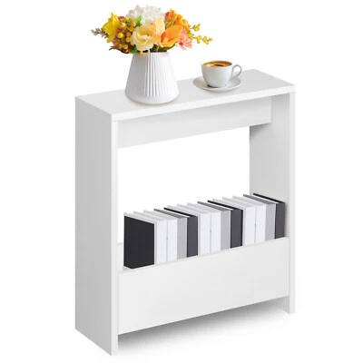 Slim Side Table with Storage Small Space Sofa End Table Bedside Living Room Home - Image 1 of 4
