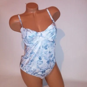 Victoria Secret One Piece Swim XL Blue White Floral Cutout Back Underwire New - Picture 1 of 11