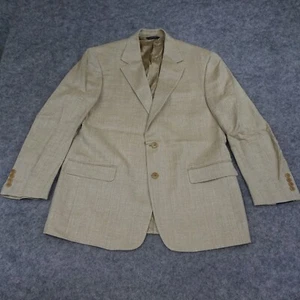 Brooks Brother Suit Jacket Mens 43R Beige Wool Linen Coat Blazer Houndstooth - Picture 1 of 15
