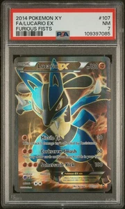2014 Pokemon XY Furious Fists Lucario EX #107 FULL ART Furious Fists PSA 7 - Picture 1 of 2