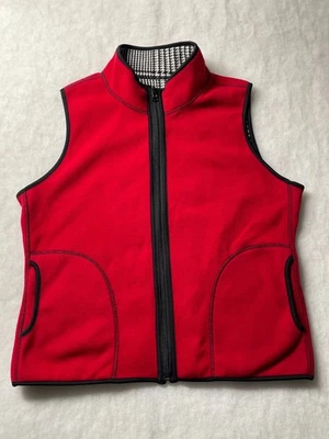 Studio Works Sport Womens Red & Black Houndstooth Reversible Full Zip Vest Sz XL - Image 1 of 4