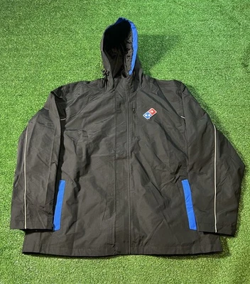 Domino's Pizza Employee Jacket Mens XL Black Full Zip Hooded Windbreaker - Image 1 of 4