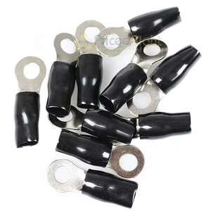 Bullz Audio 10 Pack 4 Gauge Ring Terminal 5/16" Hole Nickle Plated Black BRT4B - Picture 1 of 6
