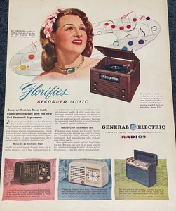 1946 General Electruc Print Ad Tabletop Plattenspieler Vintage Radio Ephemera - Bild 1 von 1