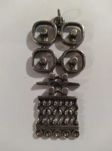 Vtg JORMA LAINE 830 Silver 2" Pendant 24" Chain Necklace FINLAND MCM Brutalist - Picture 1 of 9