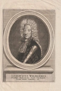 c1700 Ludwig Wilhelm v. Baden-Baden Türkenkriege Türkenlouis Kupferstich-Porträt - Picture 1 of 1