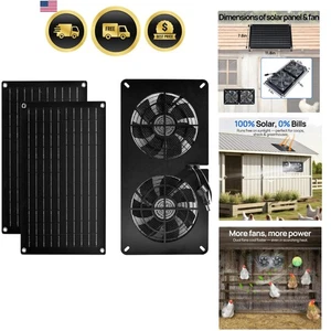 Solar Exhaust Fan 20W Waterproof Wall Mount for Chicken Coops Greenhouses - Picture 1 of 10