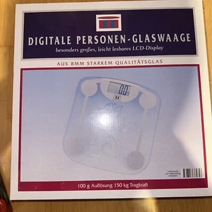 digitale Personenwaage Glas, Waage bis 150 kg Körperwaage 100g Auflösung 8mm LCD - Bild 1 von 3