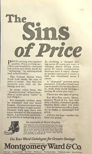 Montgomery Ward & Co The Sins of Price Don't Skimp Quality anuncio impreso vintage 1927 - Imagen 1 de 4