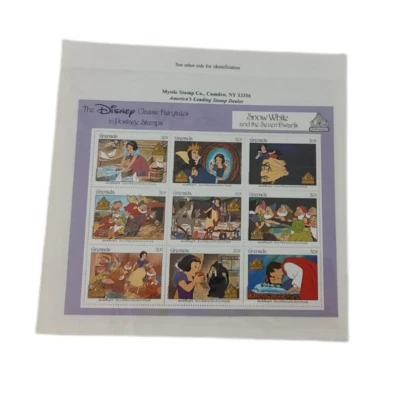 Disney Fairytale Classics Sheetlet of 9 Postage Stamps Snow White Seven Dwarfs - Image 1 of 3