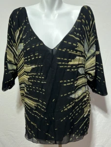 Blusa Diana Von Furstenberg Mujer 14 Negra Seda Forrada Top - Imagen 1 de 4