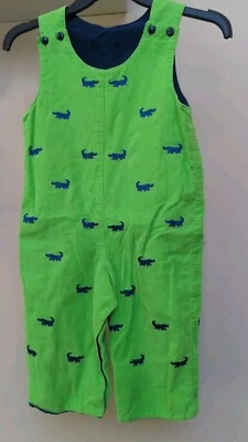 Vintage Baby Romper Size 18M Month Alligator Corduroy Suit Lime Green Outfit  - Image 1 of 4