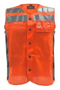 Missing Link Men's Meshed Up Safety Vest Hi-Viz Reflective, Orange MUMO - Picture 1 of 4
