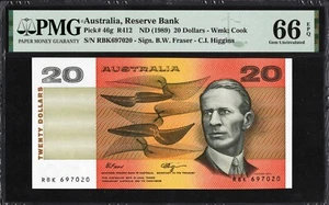 Australia 20 Dollars P46g R412 1989 Fraser Higgins PMG66 Gem UNC EPQ Banknote - Bild 1 von 3