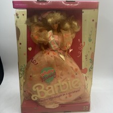 1990 Barbie Mattel #7913 Happy Birthday Gift Clear Plastic Minor Damage on Box