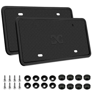2pcs Silicone License Plate Frame Rubber License Plate Holder with Screws - Picture 1 of 6