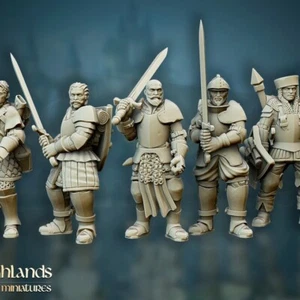 Questing Knights Unit on Foot 10 models inc com - Highlands Miniatures - 28mm  - Picture 1 of 4
