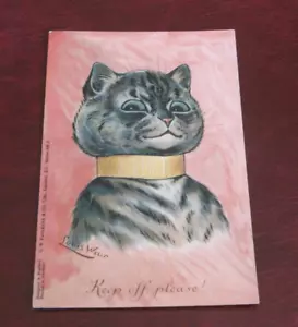 ORIGINAL LOUIS WAIN SIGNED CAT POSTCARD - KEEP OFF PLEASE, FAULKNER. - Picture 1 of 2