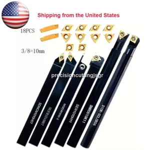 18PCS 3/8 " 10mm Shank Indexable Carbide Lathe Turning Insert Tool Holder - Picture 1 of 5