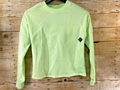 NO BOUNDARIES NOBO SWEATSHIRT WOMEN'S S 3-5 CREW NECK LS "DREAM" NEON YELLOW NWT - Image 1 of 4