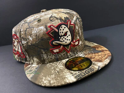EXCLUSIVE ANAHEIM MIGHTY DUCKS FITTED HAT REAL TREE CAMO CLUB 30TH PATCH 7 3/4 - Image 1 of 4