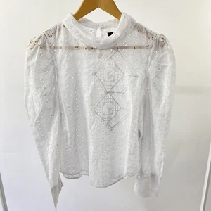 Isabel Marant Qyandi Puffed Sleeve Blouse Top - White - Size 36 UK 8 - Picture 1 of 11