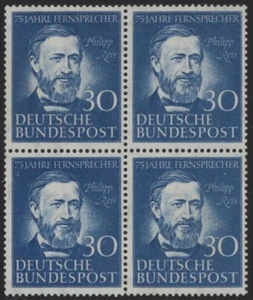 West Germany 1952 Telephone Service Anniversary - Reis 30pf blue, block(4), MNH - Picture 1 of 2