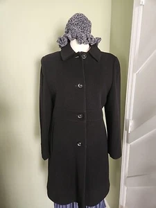Preston & York Petites Women Black Single Breasted Coat Size 10P - Picture 1 of 5