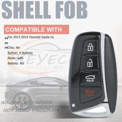 Mando a distancia carcasa llave llavero para Hyundai Santa Fe 2013 14 15 16 17 18 2019 4 botones Foto 1 de 4