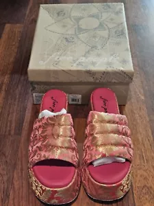 NEW Free People Almost Paradise Brocade Platform Sandals Slip On Size 38/7.5 - Picture 1 of 19