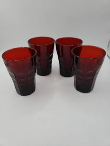 Vintage Anchor Hocking Royal Windsor Rubinrot 4" Saftgläser 4er Set - Bild 1 von 7