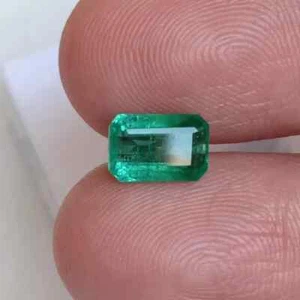 Pietra Preziosa Olio Minore Ottagono Miniera Terra Smeraldo Verde Zambia Certificata 1,55 Ct - Foto 1 di 6
