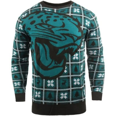 NFL UGLY Sweater Jacksonville Jaguars Pullover Christmas Big Logo Football 18