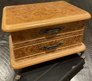 Vintage London Leder Gebratenes Holz Schmuck Box Tiffany Antik Messing Beine 7206 - Bild 1 von 11