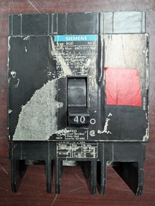 🤪 SIEMENS 40 AMP CIRCUIT BREAKER 480/277 VAC 3 POLE SD-9282 - Picture 1 of 8