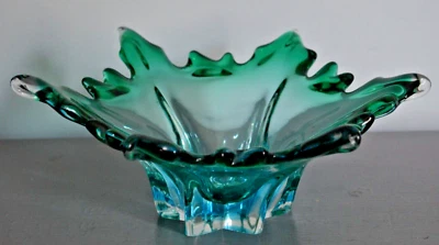 Vide Poche Coupe Verre Murano Vert Bleu Forme Etoile - Photo 1/4