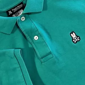 Psycho Bunny Poloshirt Herren Größe 6 Large grün blau aqua Pima Baumwolle Logo Golf - Bild 1 von 8