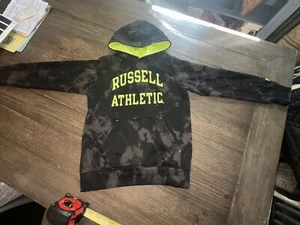 OUTFIT! RUSSELL Boys Black Yellow Pullover Hooded Sweatshirt/Pants Size M 10/12 - Picture 1 of 17