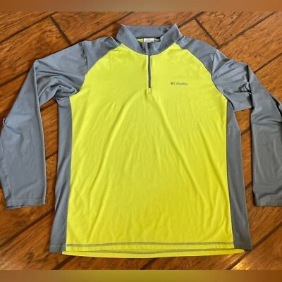 Columbia long sleeve Tee mens XL Omni Wick 1/4 zip shirt yellow gray performance - Image 1 of 4