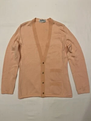 Salvatore Ferragamo Cardigan Sweater 100% Cotton Peach Made In Italy Women’s M - Image 1 of 4